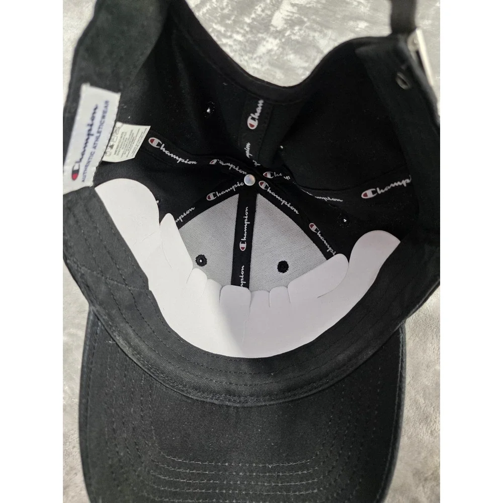 NWT Champion Classic Twill Men's One Size Black‎ Adjustable Strapback Cap Hat